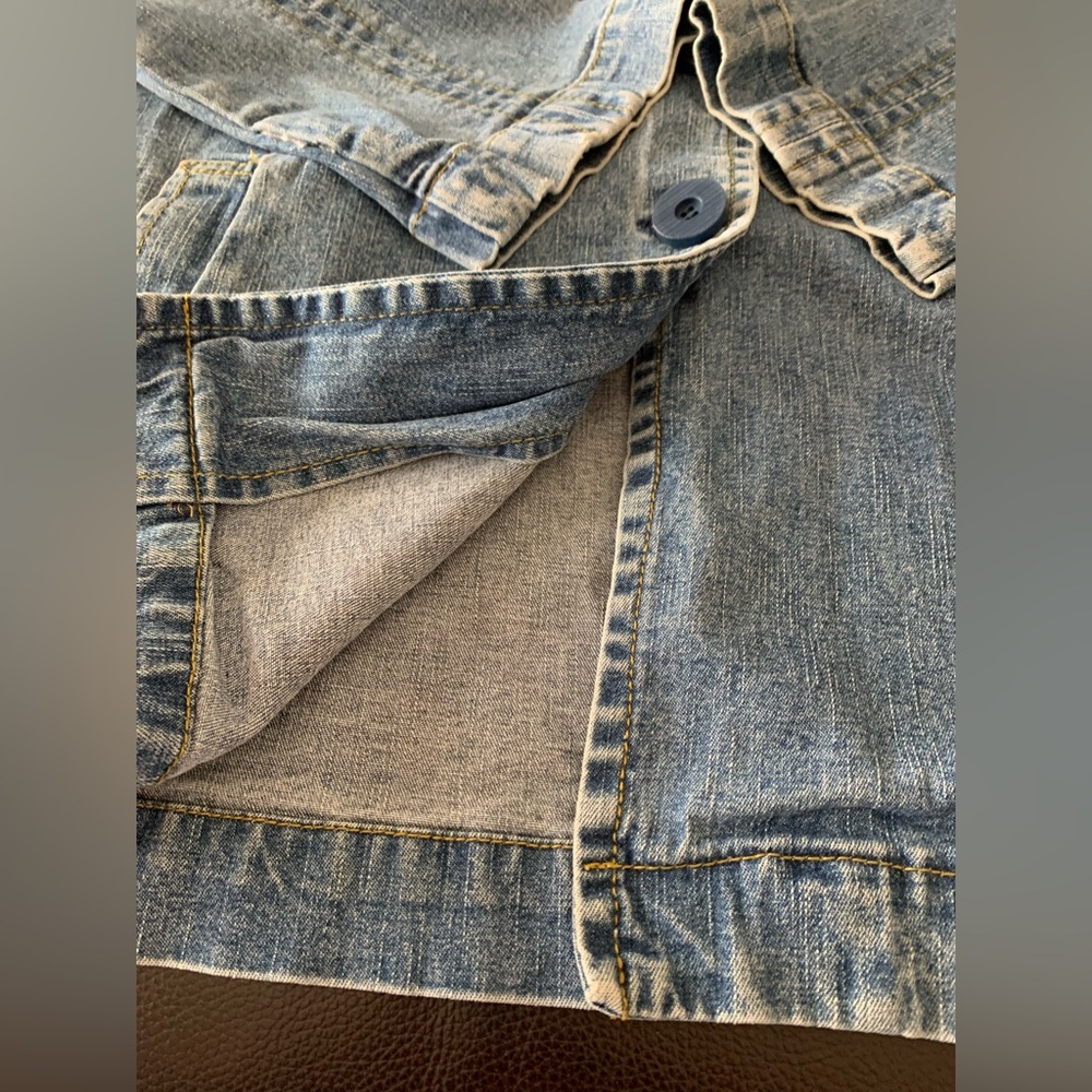 Vintage 80s 90s Denim Jean Chore Jacket Women Acid Chunky Buttons Pockets - Picture 4 of 14